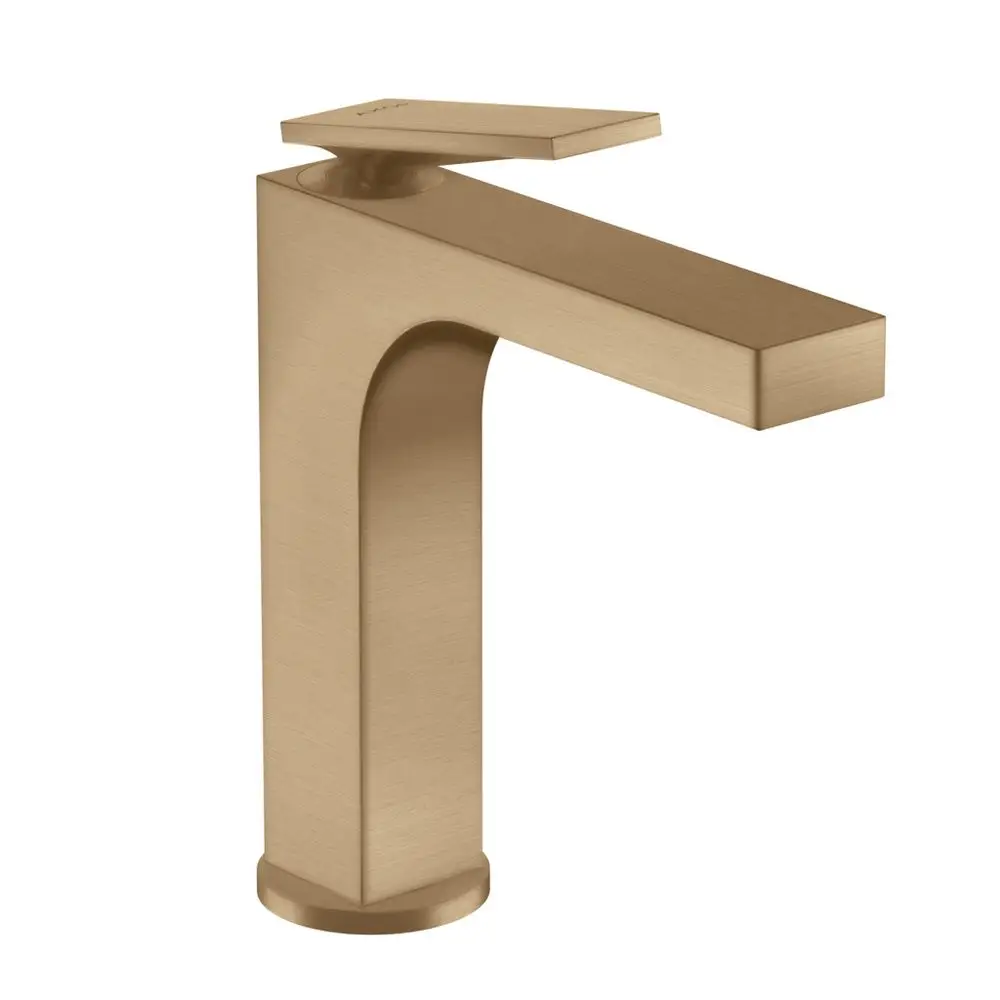 Einhebel-Waschtischmischer aus gebürstetem Bronze mit flachem Hebelgriff und abgerundeter Basis, entworfen von AXOR. Geeignet für moderne Badezimmer.